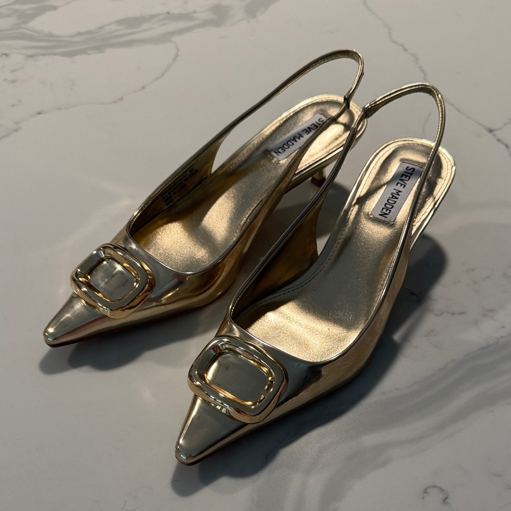 Steve Madden Metallic Gold Slingback Heels